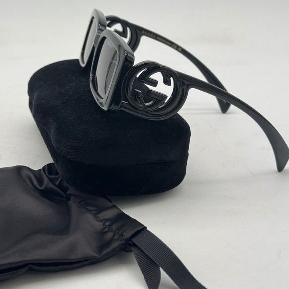 Gucci Rectangular Sunglasses Interlocking G Logo Black Fashion GG1325S - Picture 11 of 14